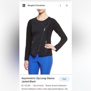 Armani Collezioni
Asymmetric-Zip Long-Sleeve Jacket, Black